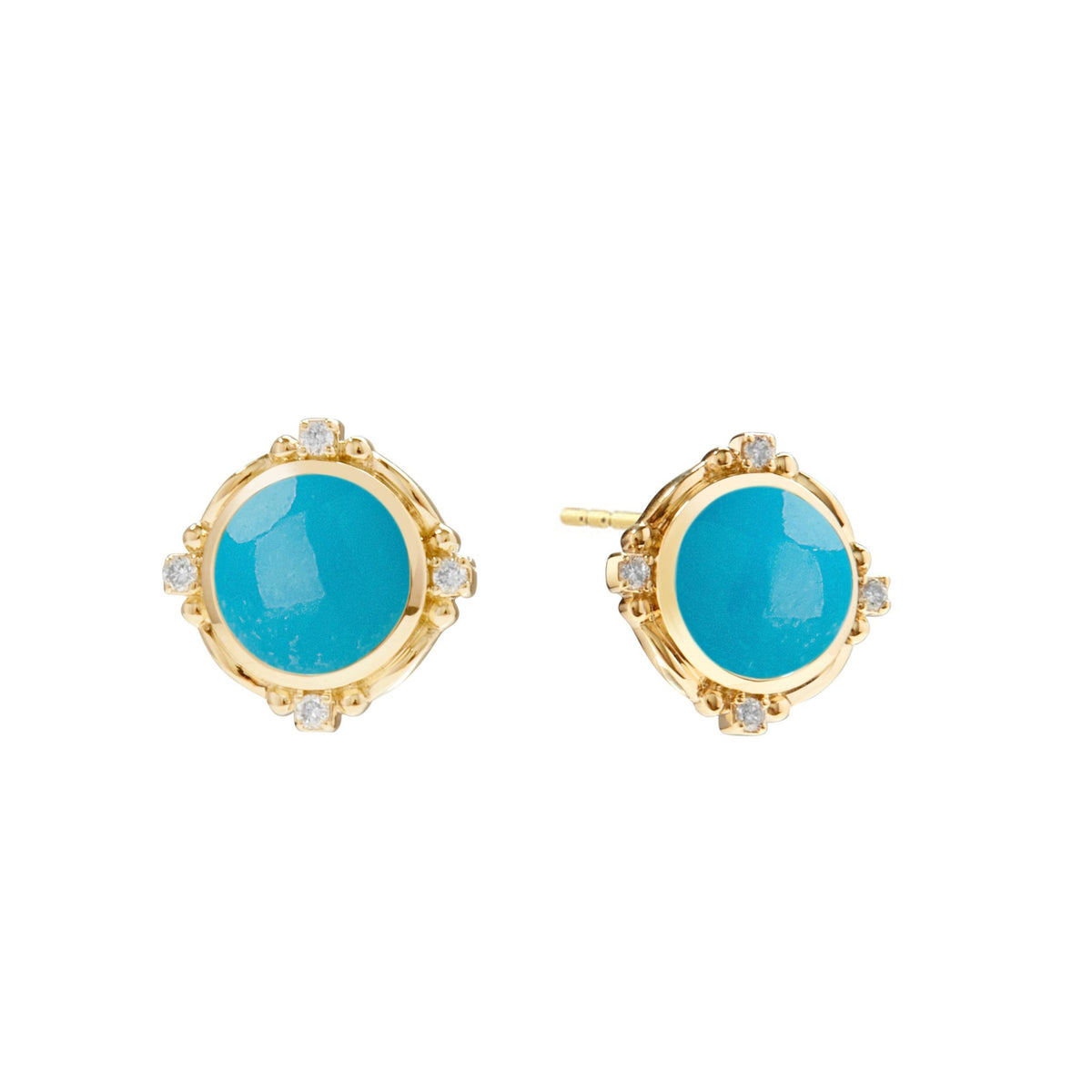 Axia Sleeping Beauty Turquoise Studs in Yellow Gold