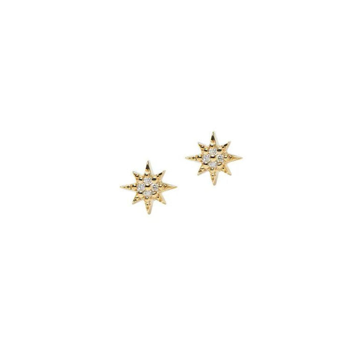 Aztec Micro North Star Studs in Yellow Gold