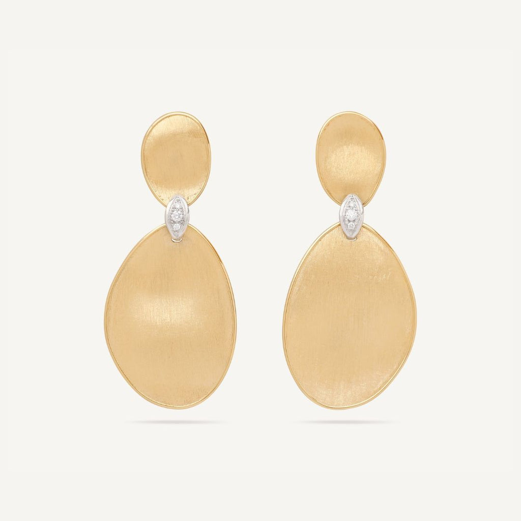 Lunaria Double Petal Diamond Drops in Yellow Gold