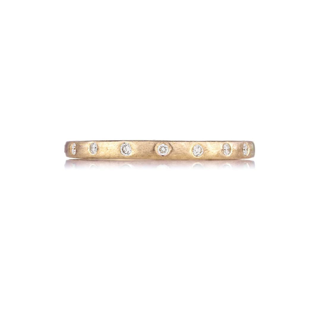 Dunes Narrow White Diamond Band in Yellow Gold