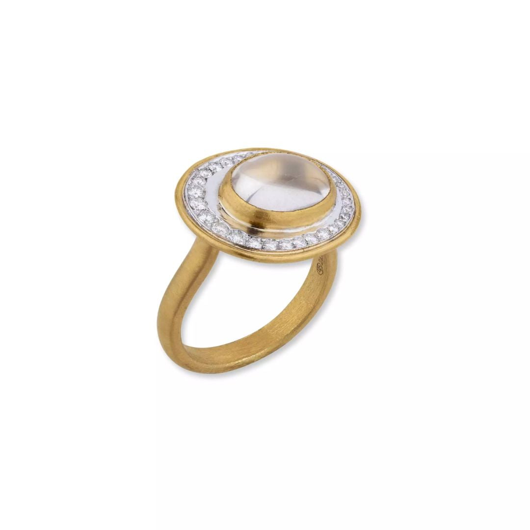 Orbit Oval Moonstone Ring in Yellow Gold