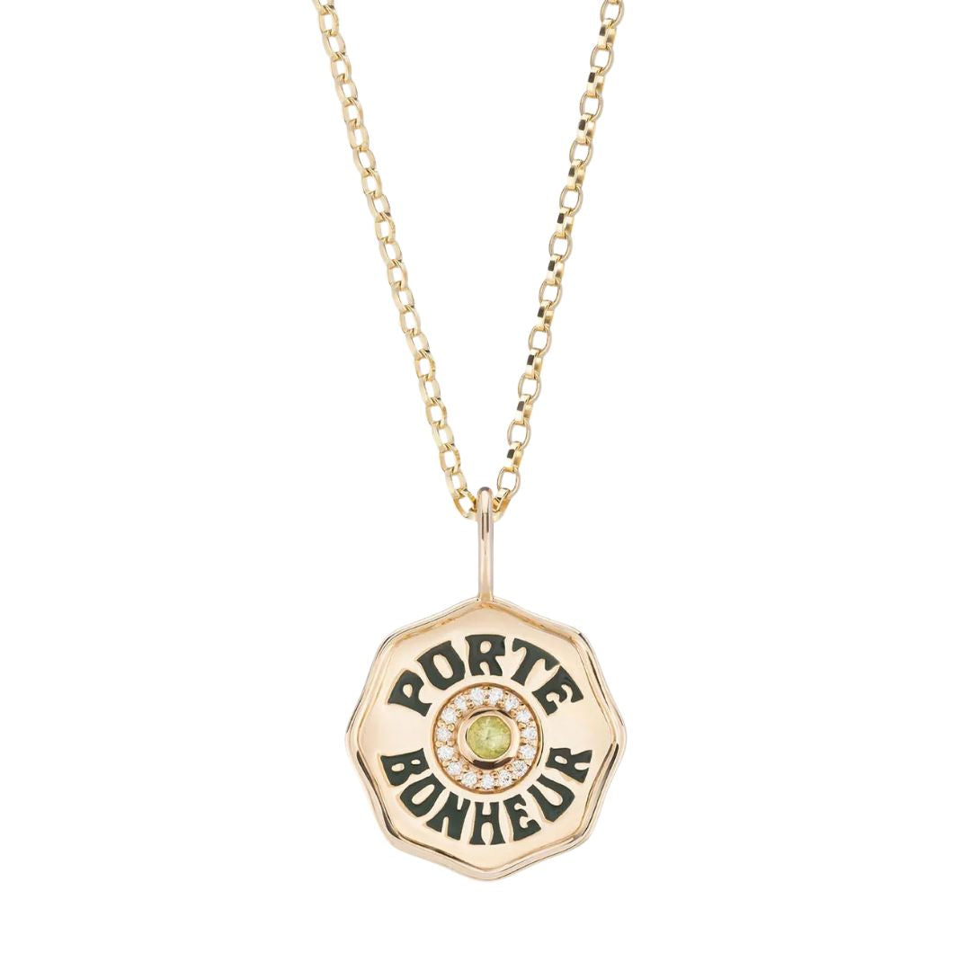 Large Peridot Porte Bonheur Charm in Yellow Gold
