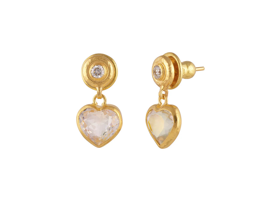Romance Moonstone Drop Earrings in Yellow Gold