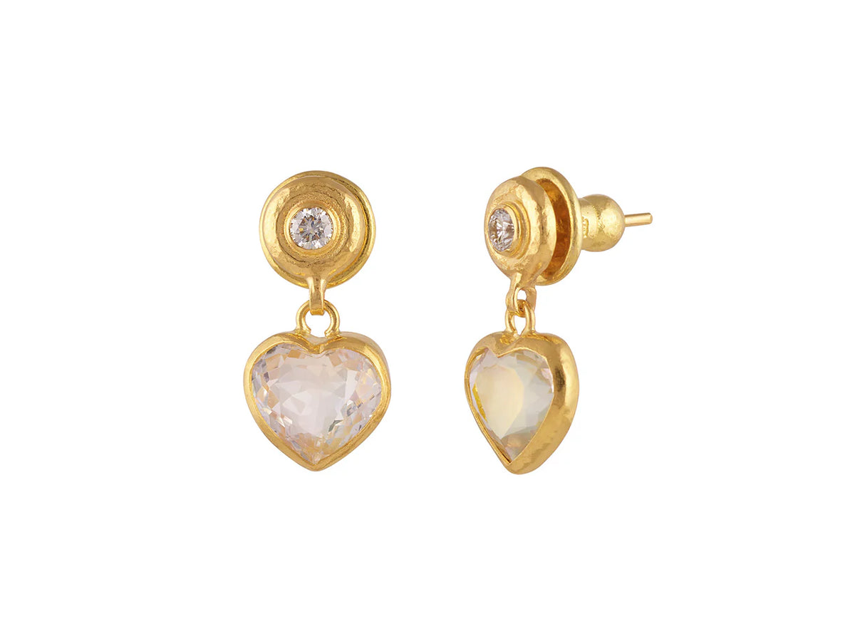 Romance Moonstone Drop Earrings in Yellow Gold