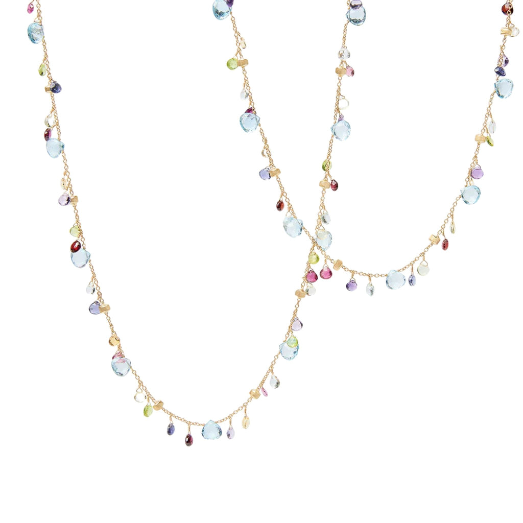 Paradise Mixed Gemstone Long Necklace in Yellow Gold