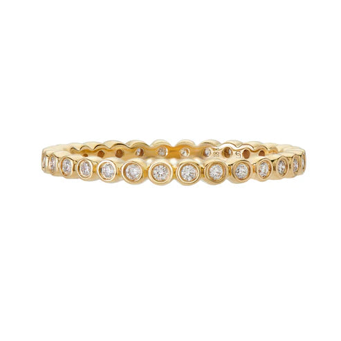 Mini Bezel White Diamond Band in Yellow Gold