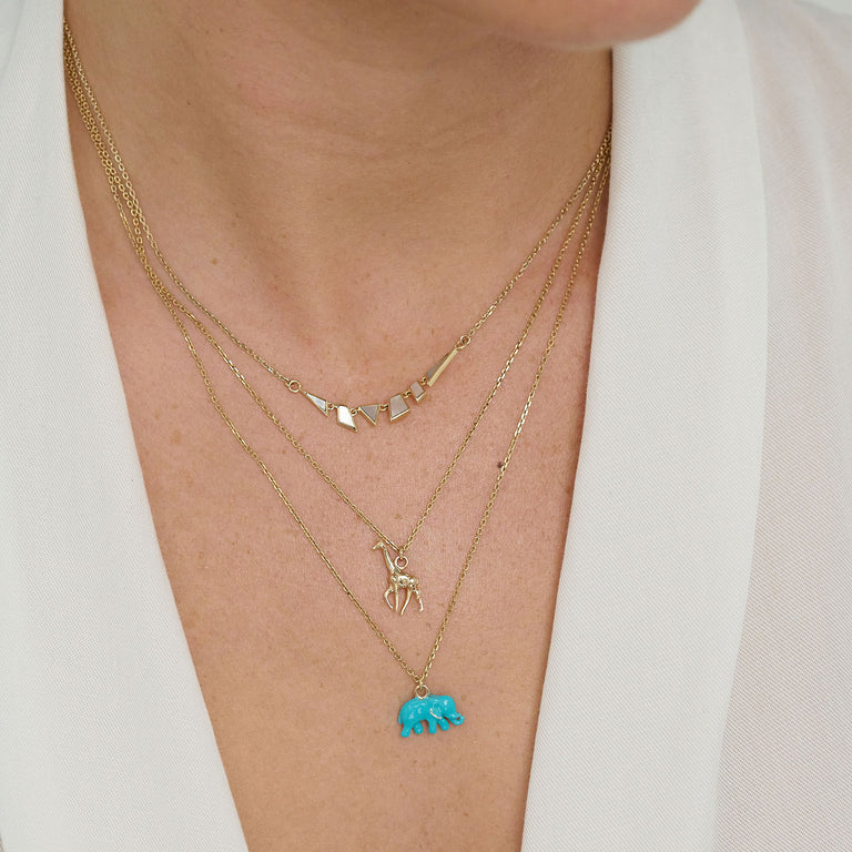 Mini Tesserae Mother of Pearl Necklace in Yellow Gold