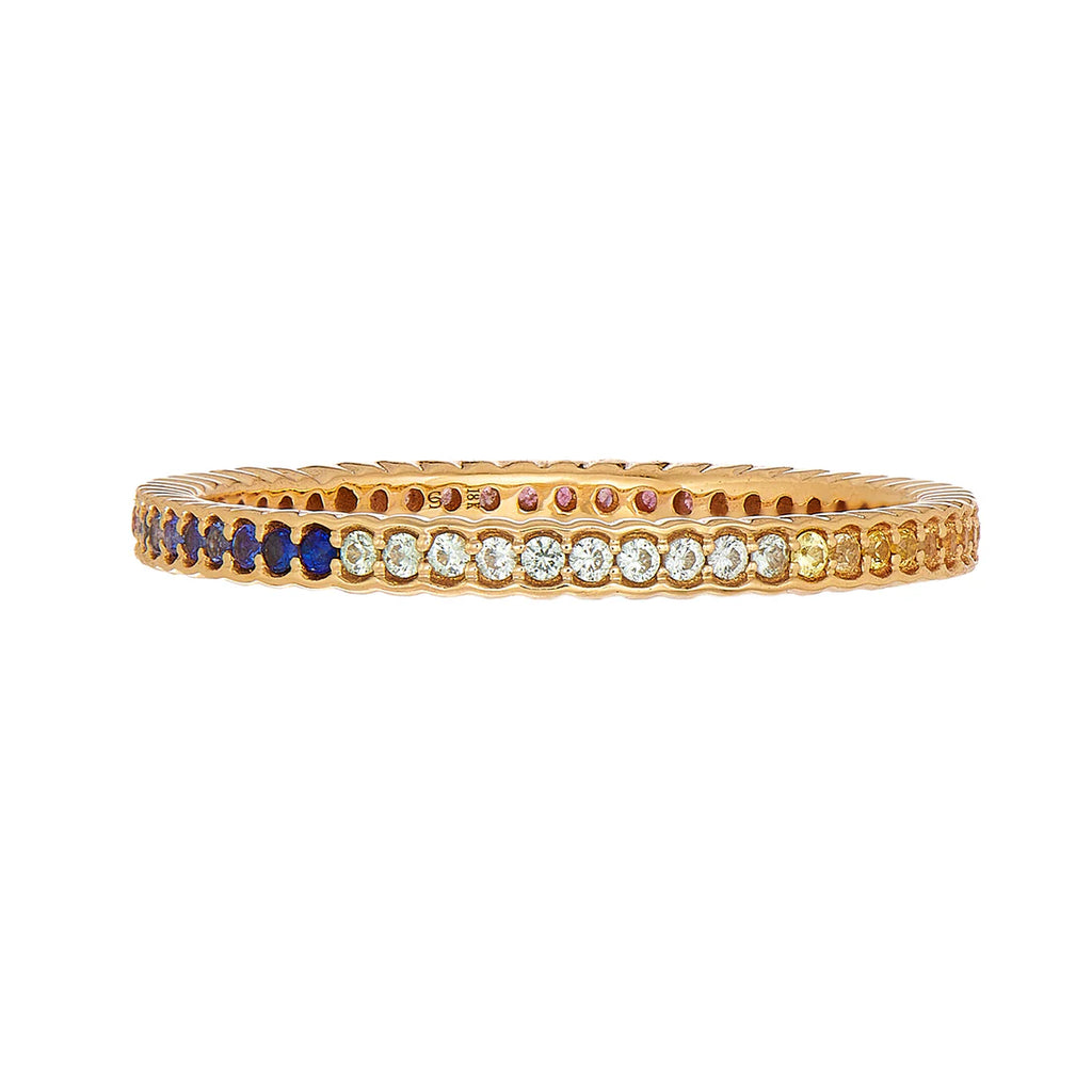 Rainbow Sapphire Scallop Band in Yellow Gold