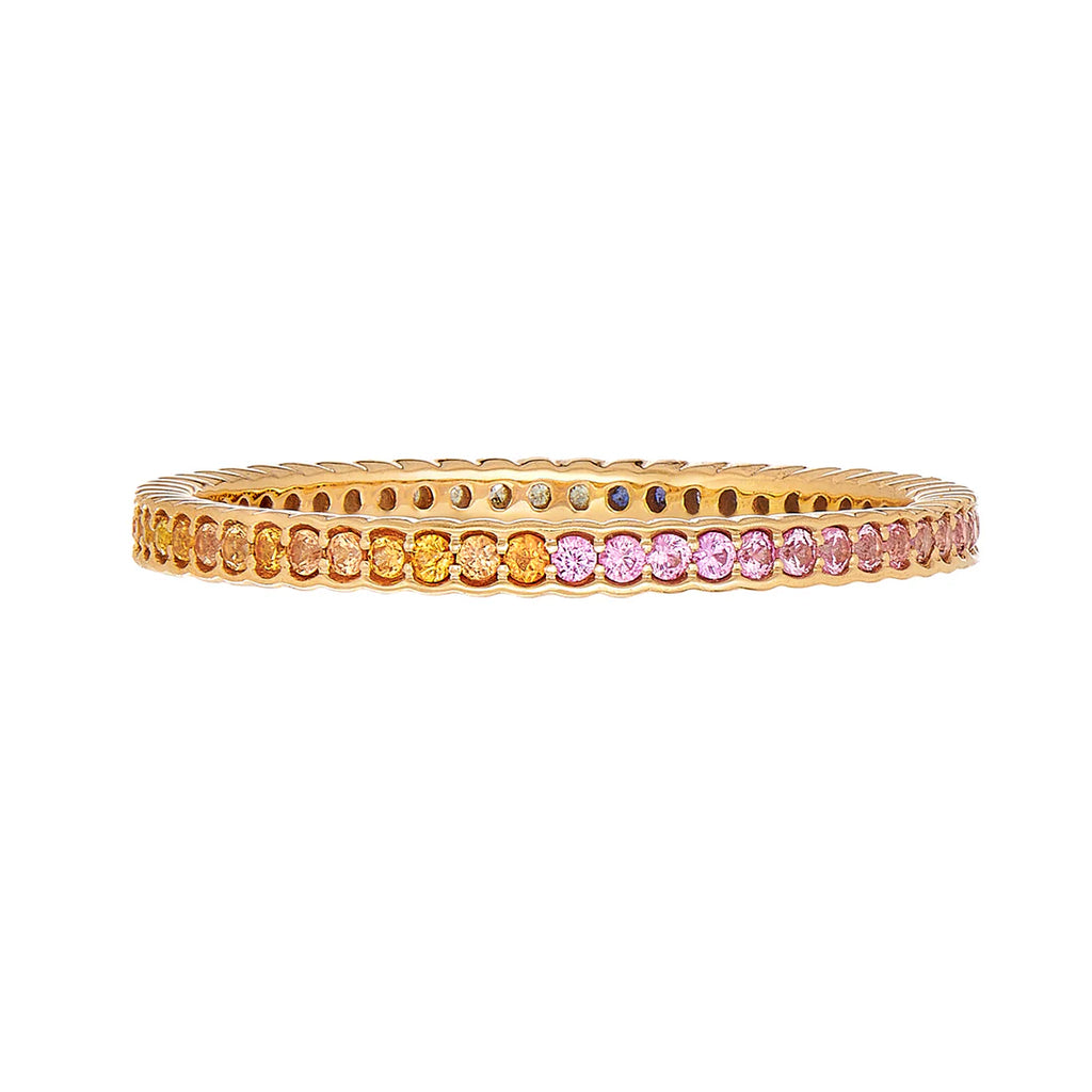 Rainbow Sapphire Scallop Band in Yellow Gold