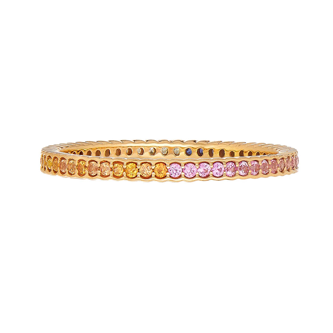 Rainbow Sapphire Scallop Band in Yellow Gold