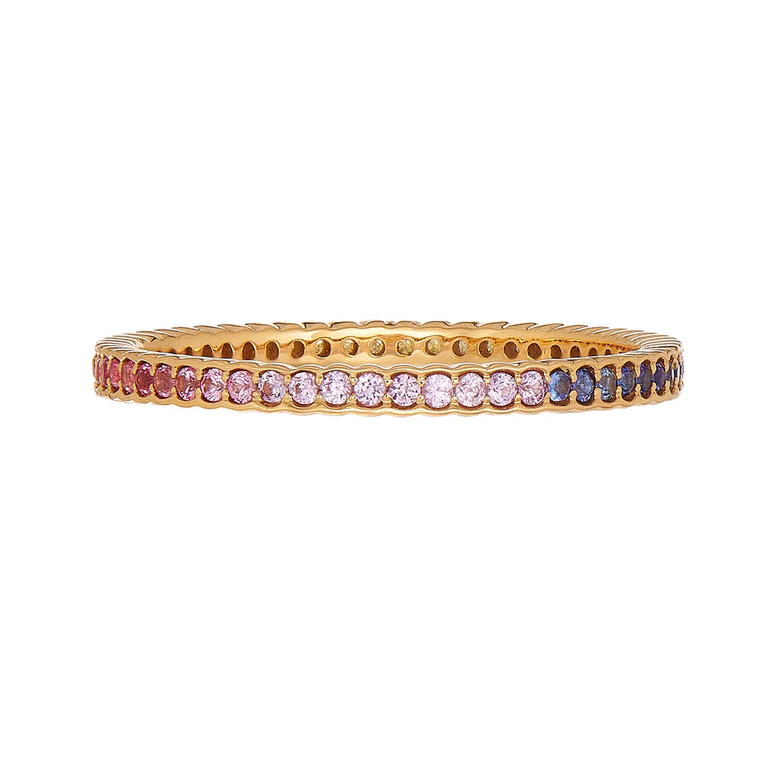 Rainbow Sapphire Scallop Band in Yellow Gold
