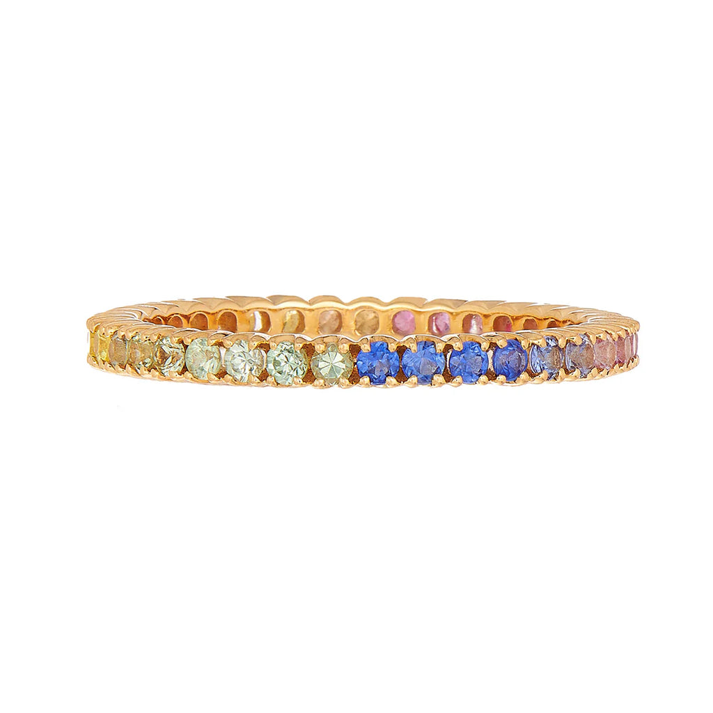 Rainbow Sapphire Prong Band in Yellow Gold