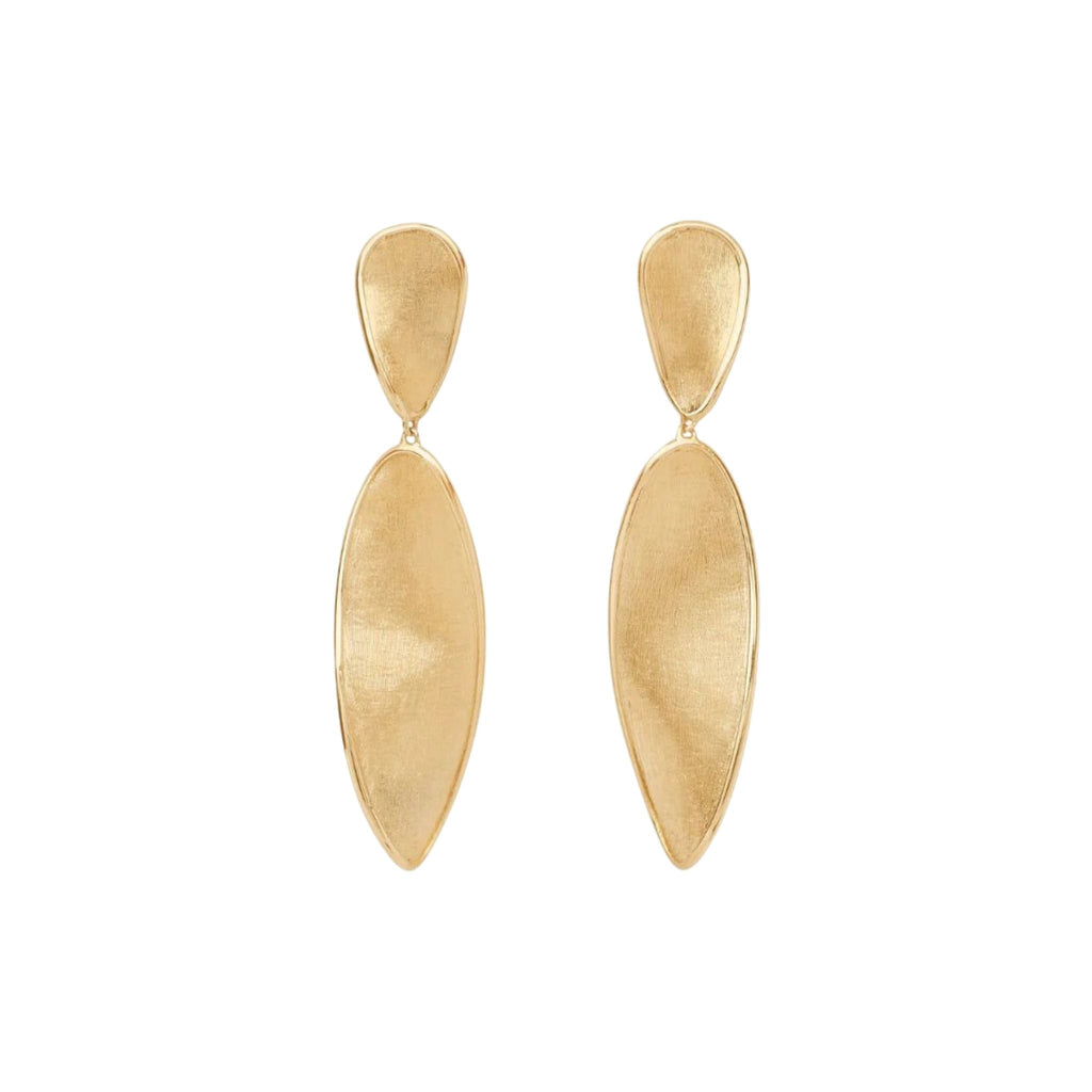 Lunaria Twist Double Petal Drop Earrings in Yellow Gold