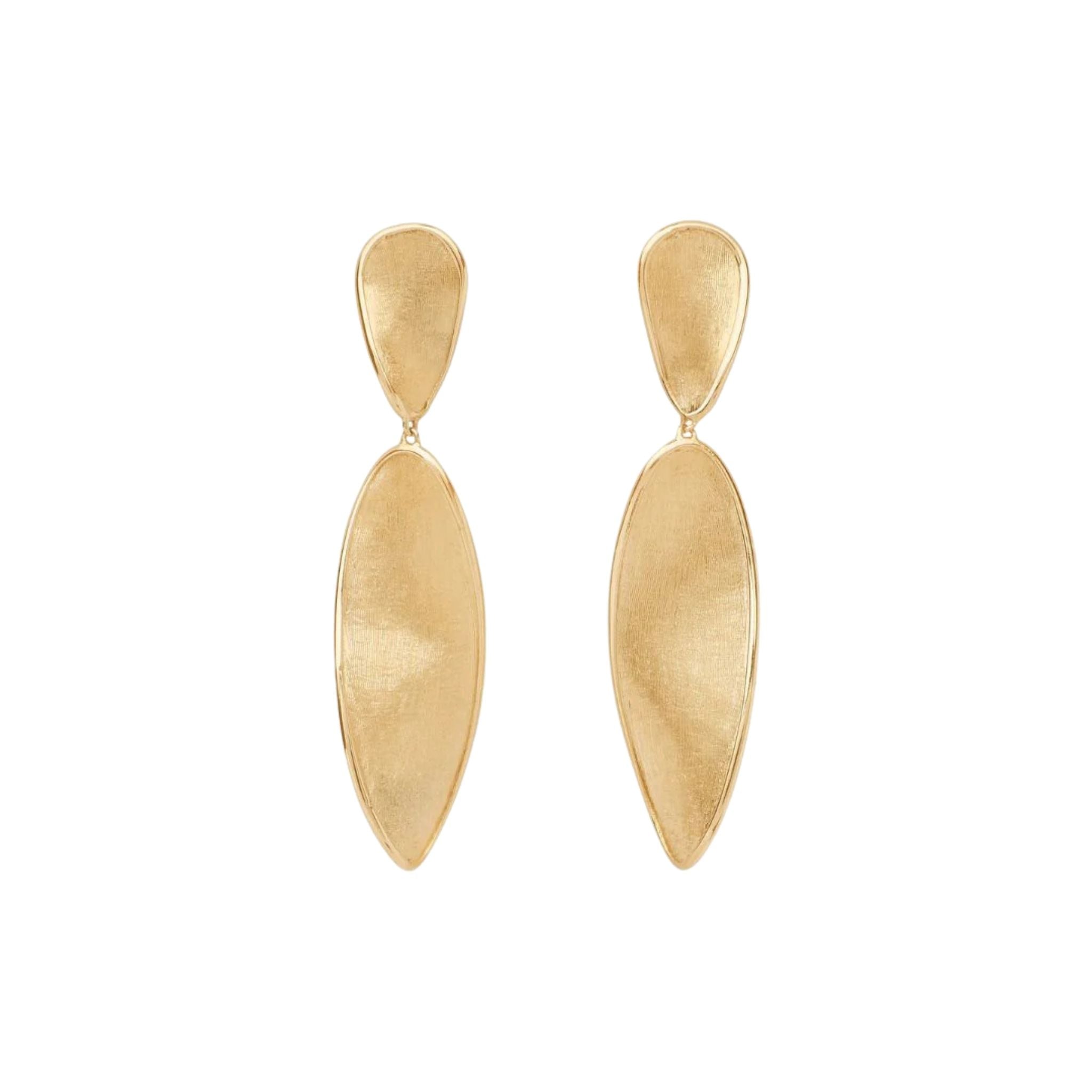 Lunaria Twist Double Petal Drop Earrings in Yellow Gold