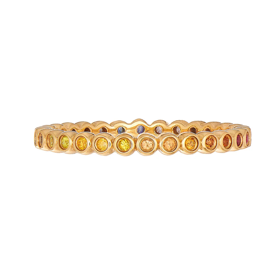 Rainbow Sapphire Mini Bezel Band in Yellow Gold