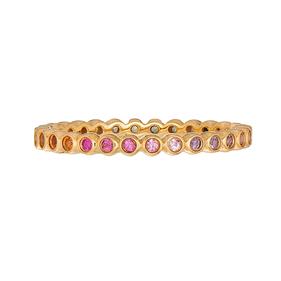 Rainbow Sapphire Mini Bezel Band in Yellow Gold