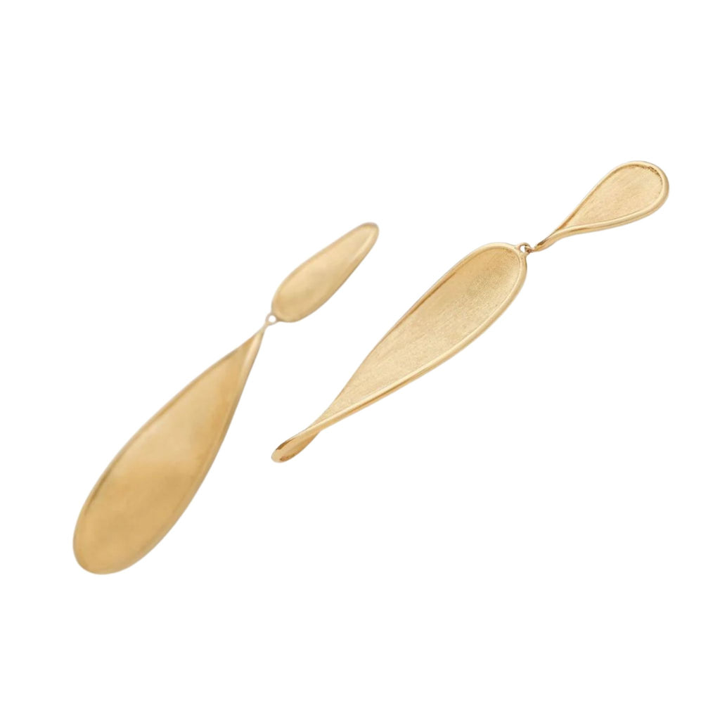 Lunaria Twist Double Petal Drop Earrings in Yellow Gold
