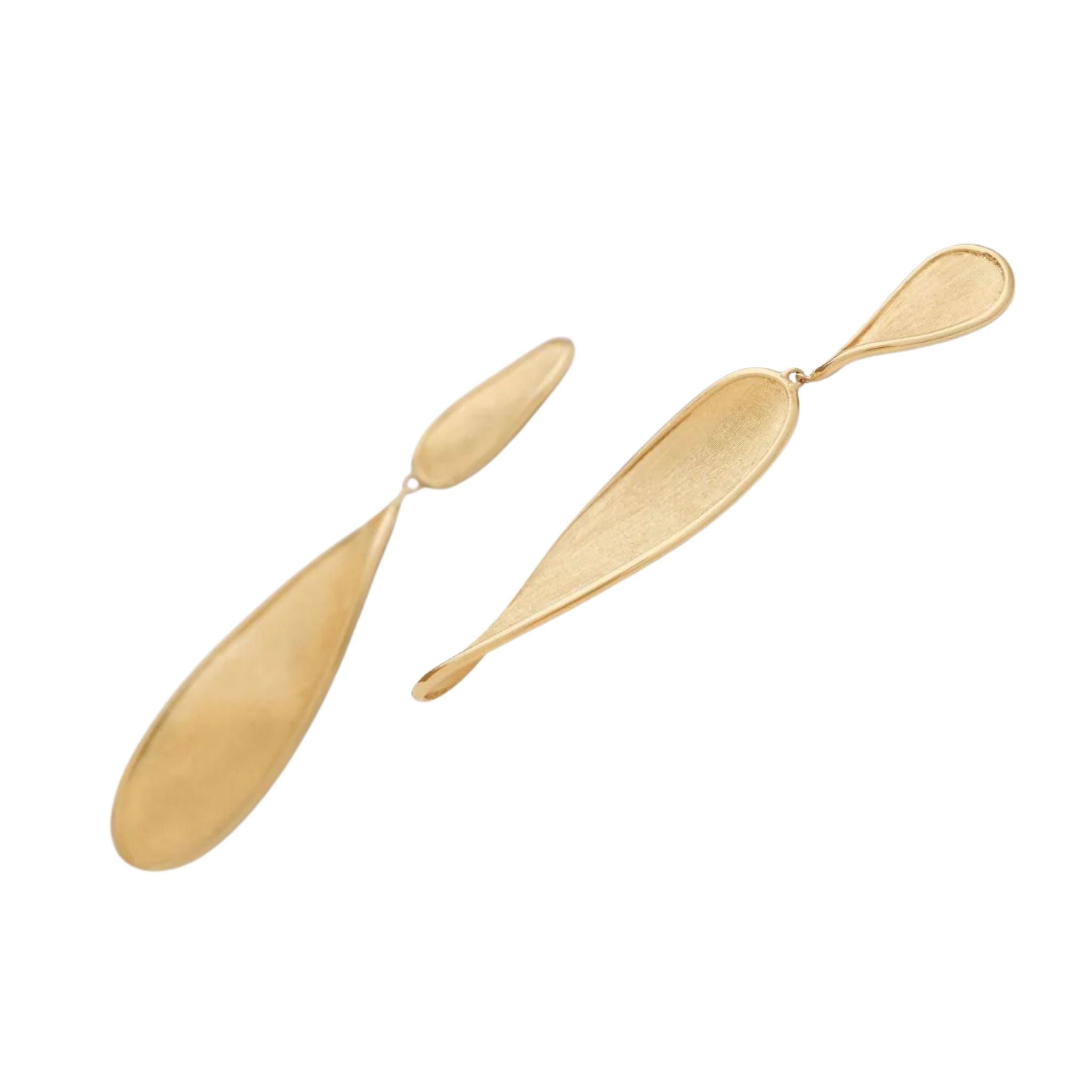 Lunaria Twist Double Petal Drop Earrings in Yellow Gold