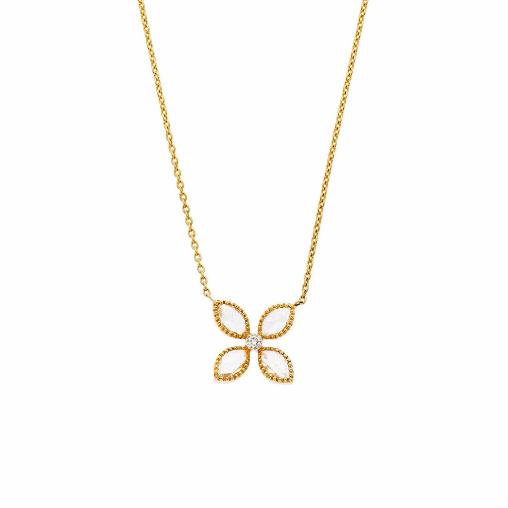 Jasmine White Diamond Necklace in Yellow Gold