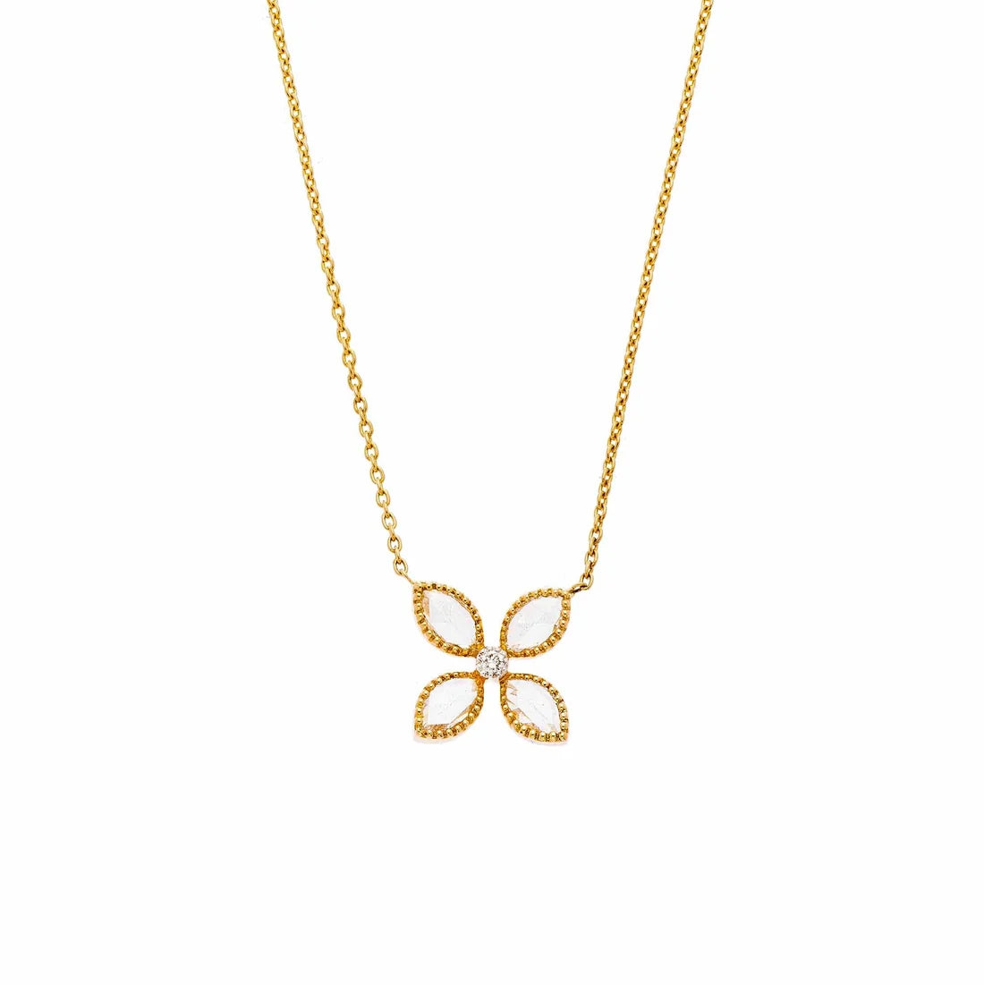 Jasmine White Diamond Necklace in Yellow Gold