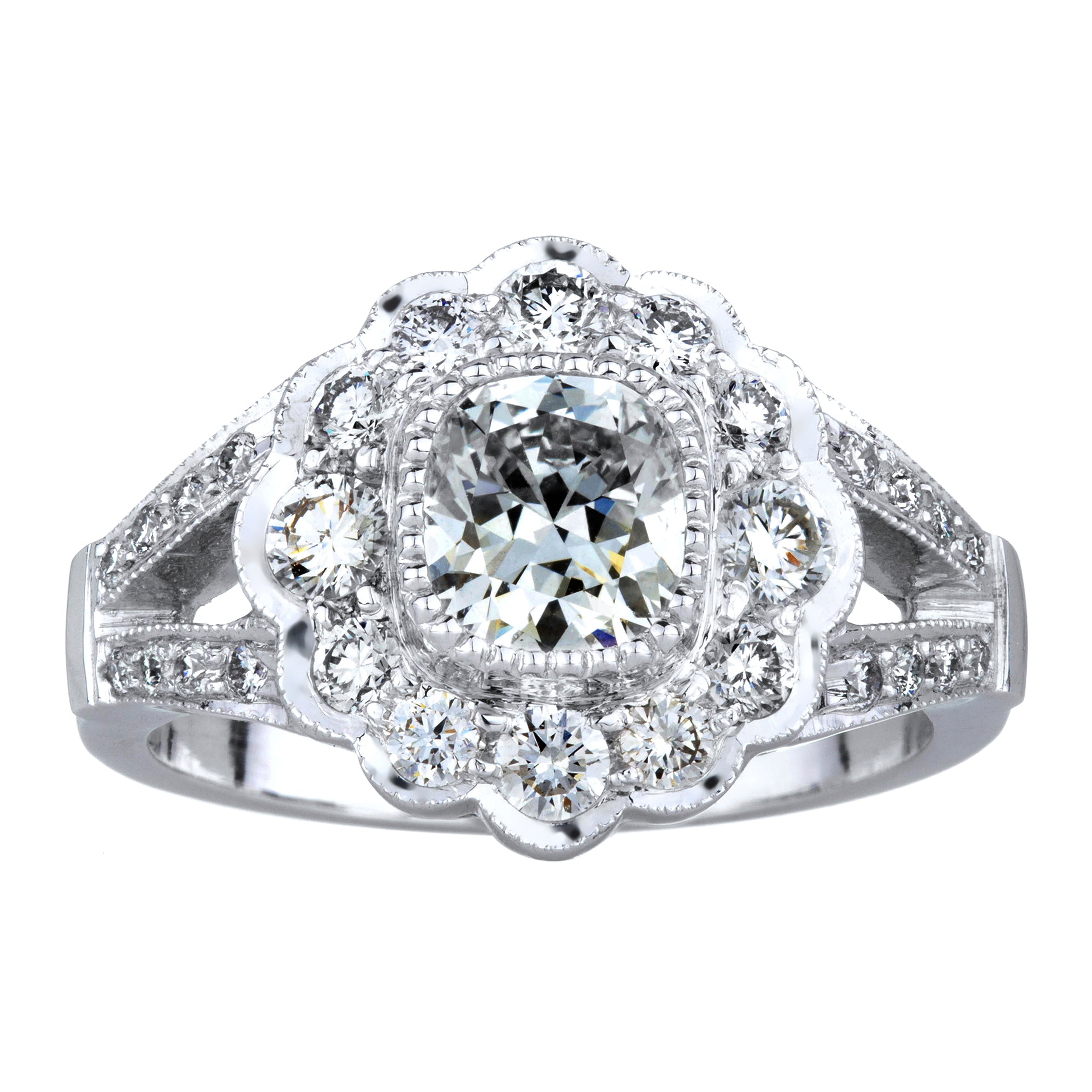 Cushion Cut White Diamond Ring