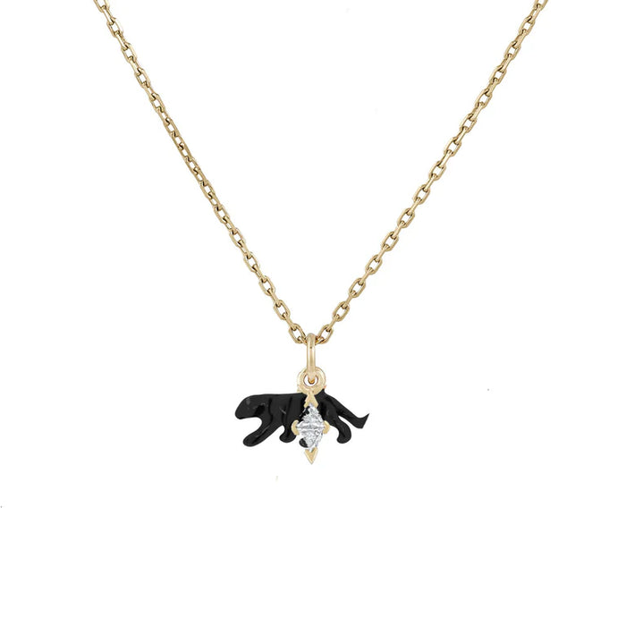 Big Cat Trillion Diamond Chain Necklace in Yellow Gold