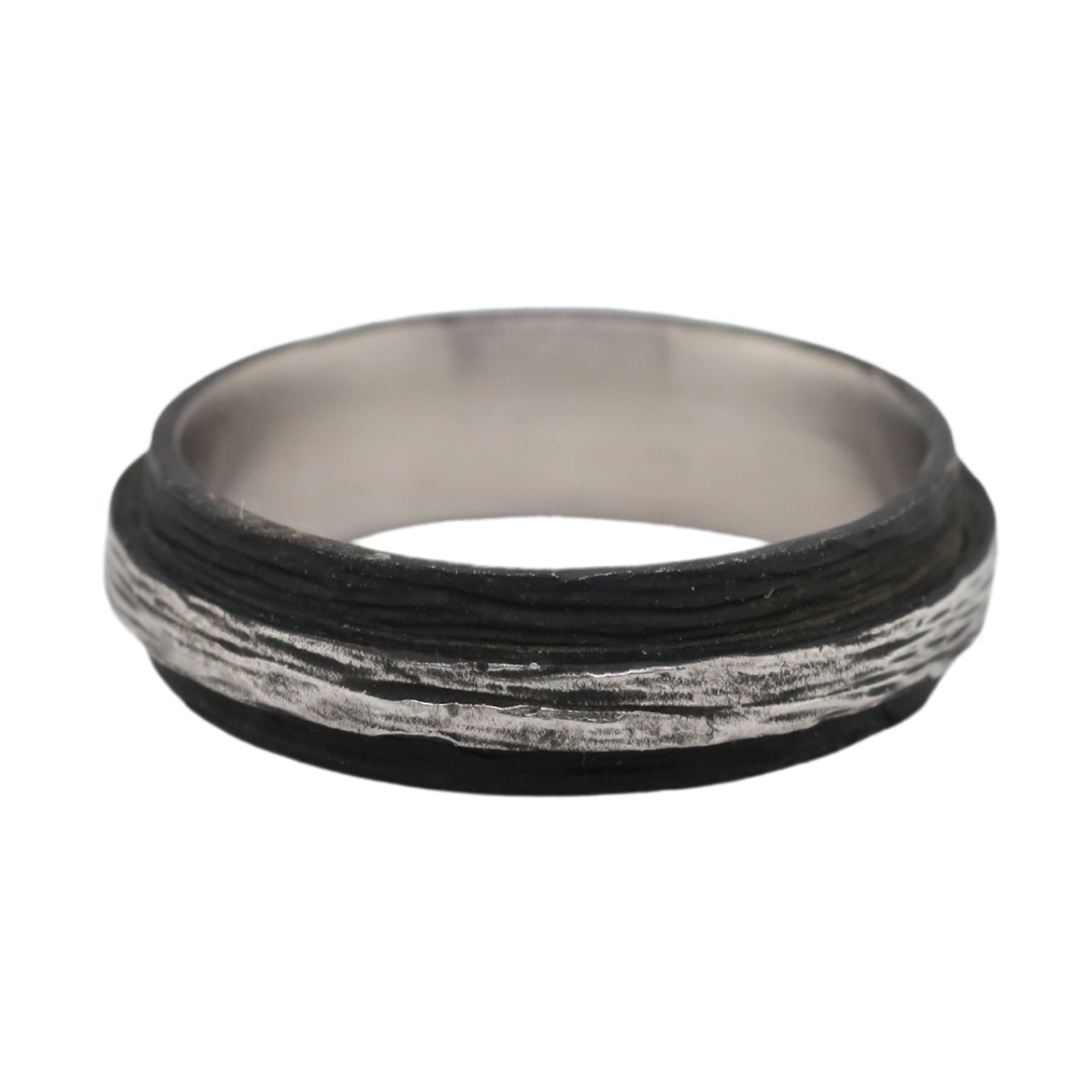 Men's Pebble Wide Two Tone Band in Cobalt Chrome and Sterling Silver