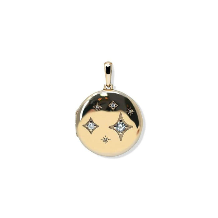 Gothic Star Constellation Diamond Locket in Yellow Gold