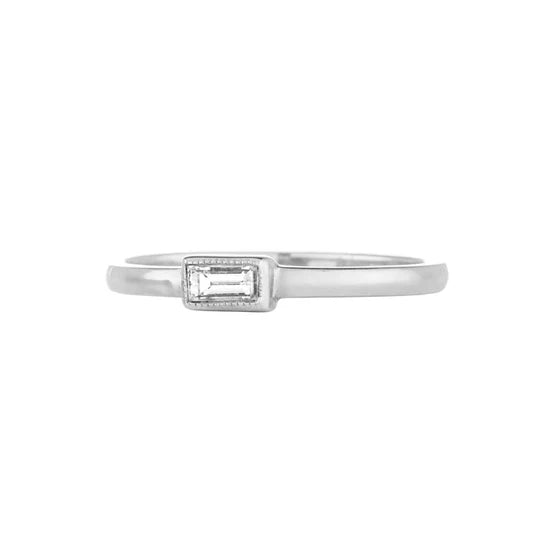 Petit Baguette Diamond Ring in White Gold