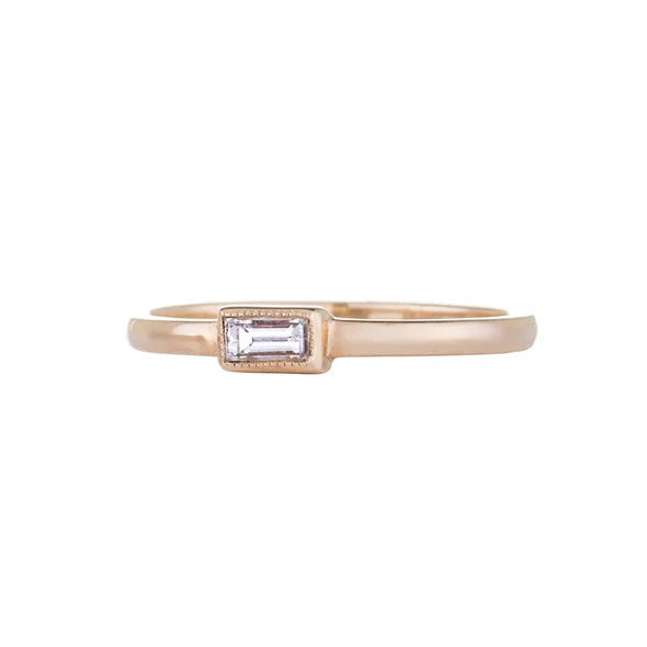 Petit Baguette Diamond Ring in Yellow Gold