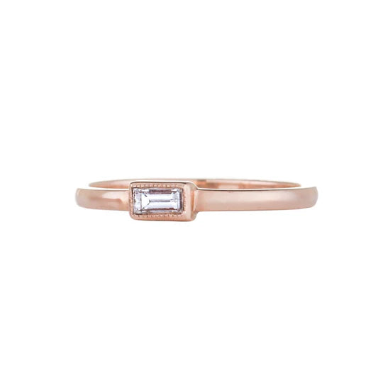 Petit Baguette Diamond Ring in Rose Gold