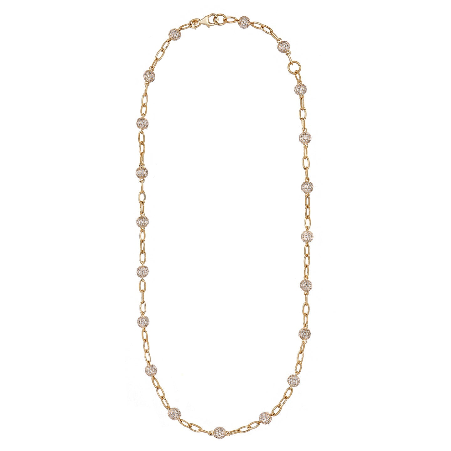 Disco White Diamond Station Necklace in Yellow Gold