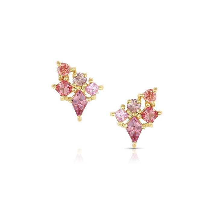 Sunset Cluster Earrings in Yellow Gold