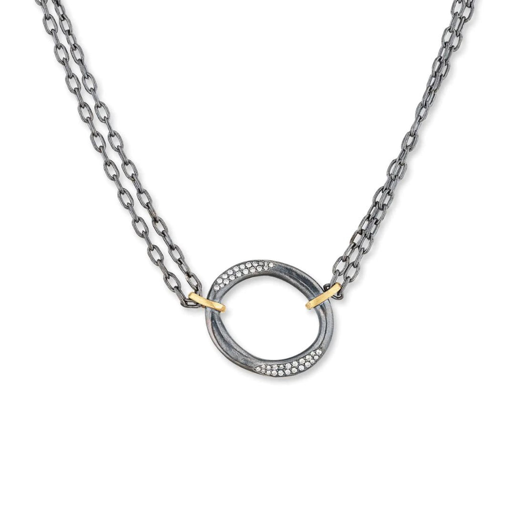 Orion Necklace in Oxidized Sterling Silver and Yellow Gold