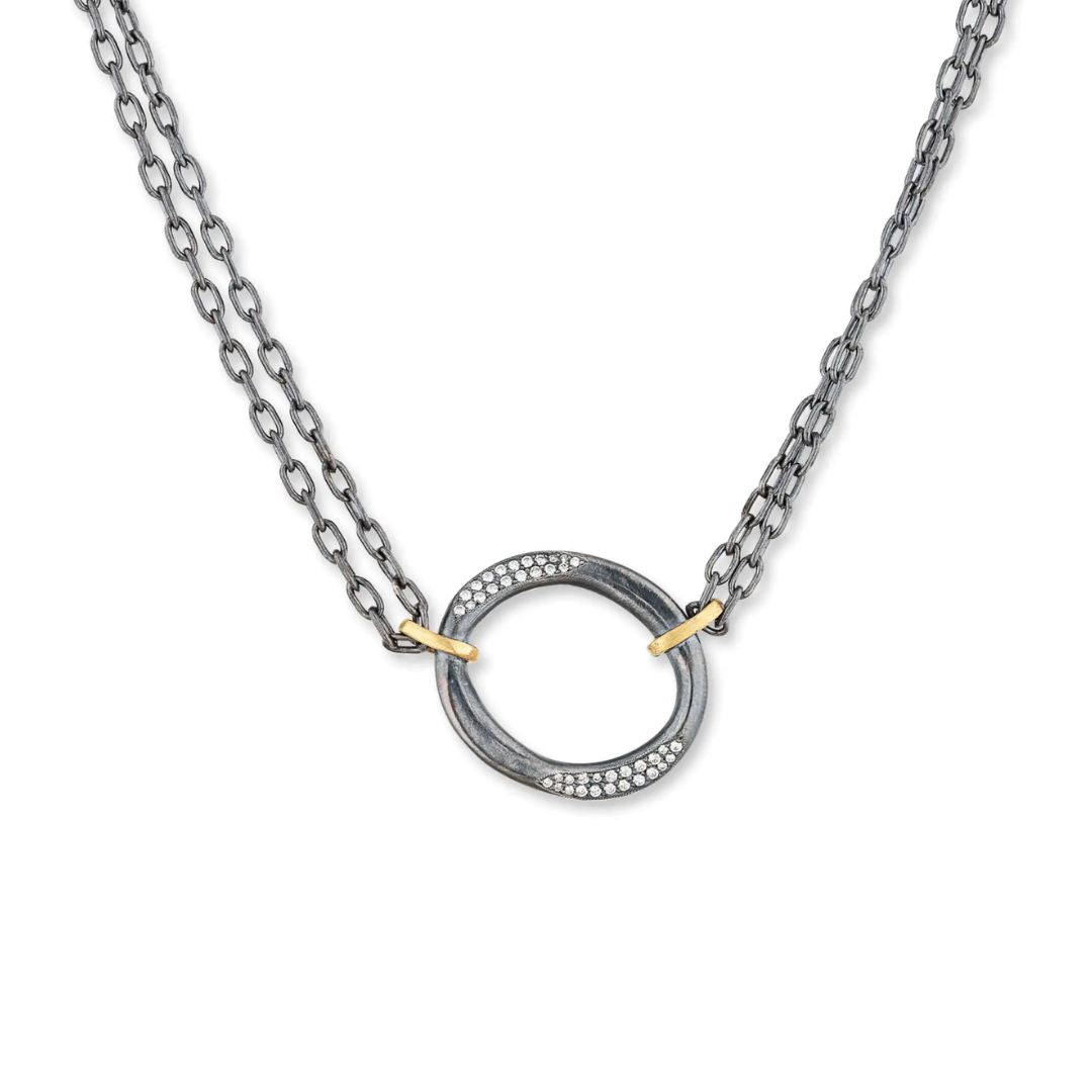 Orion Necklace in Oxidized Sterling Silver and Yellow Gold