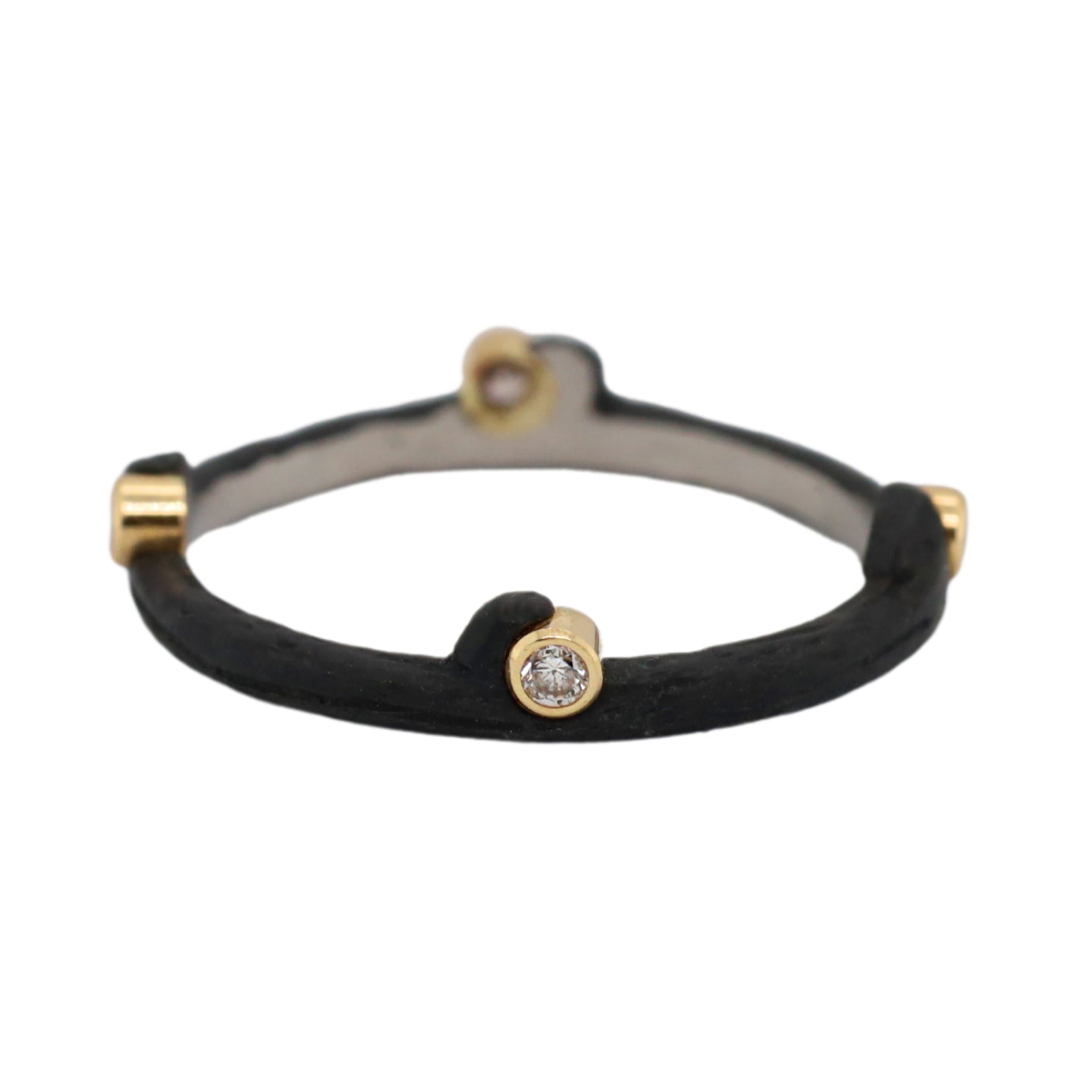 Hemp Stacking Ring with Diamonds in Cobalt Chrome