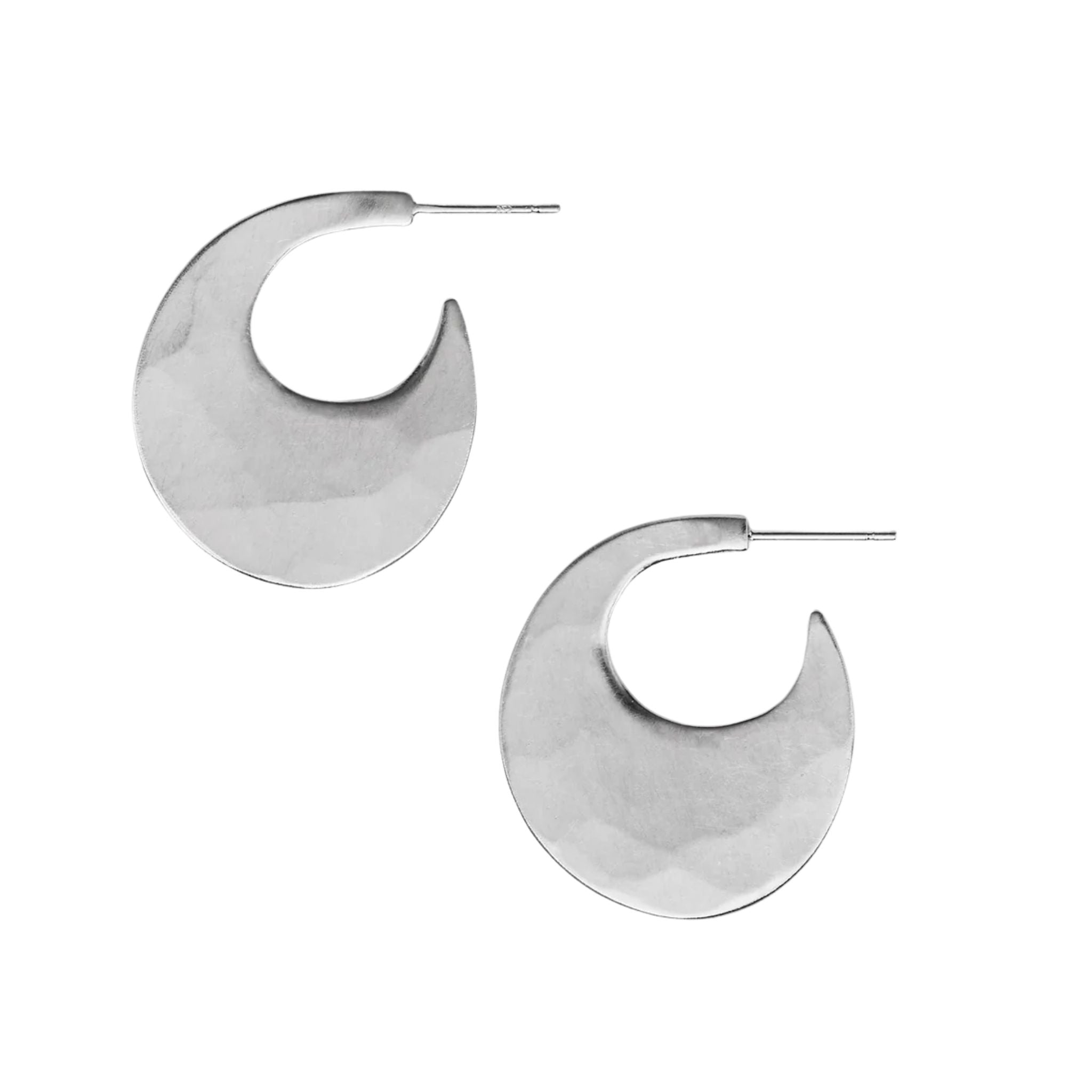 Moon Hoops in Sterling Silver