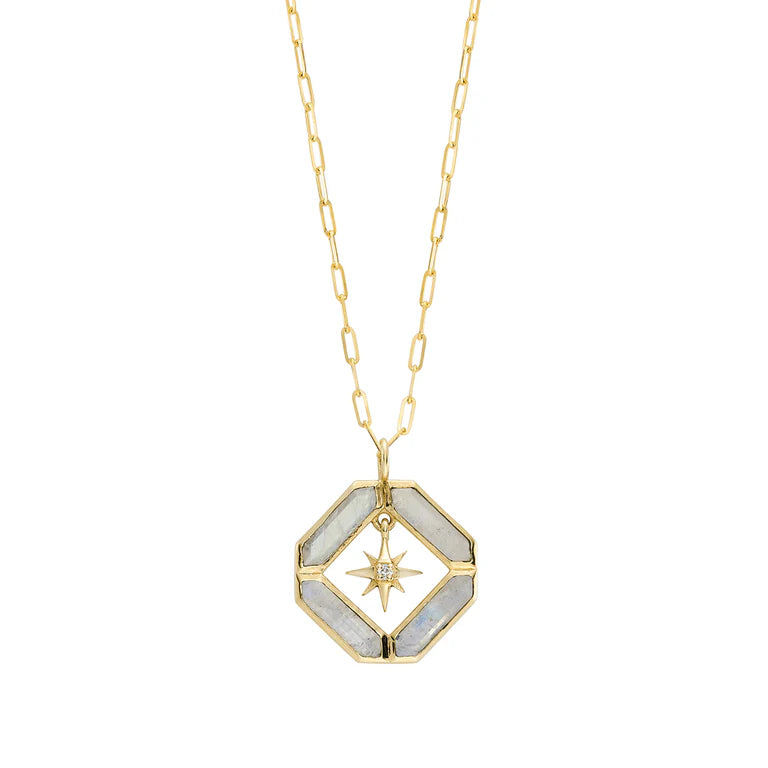 Astra Moonstone Journey Pendant Necklace in Yellow Gold