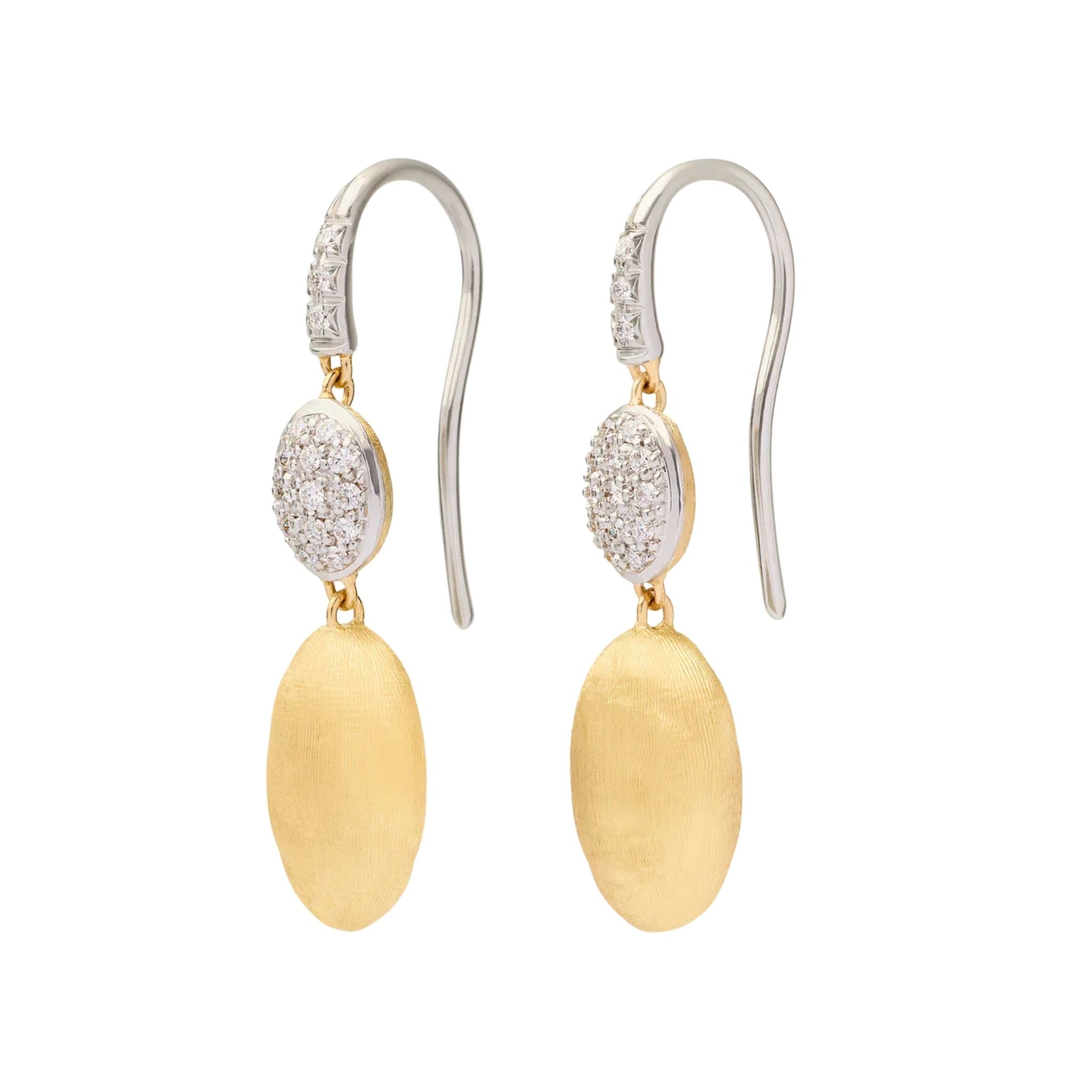 Siviglia Diamond Hook Earrings in White Gold and Yellow Gold