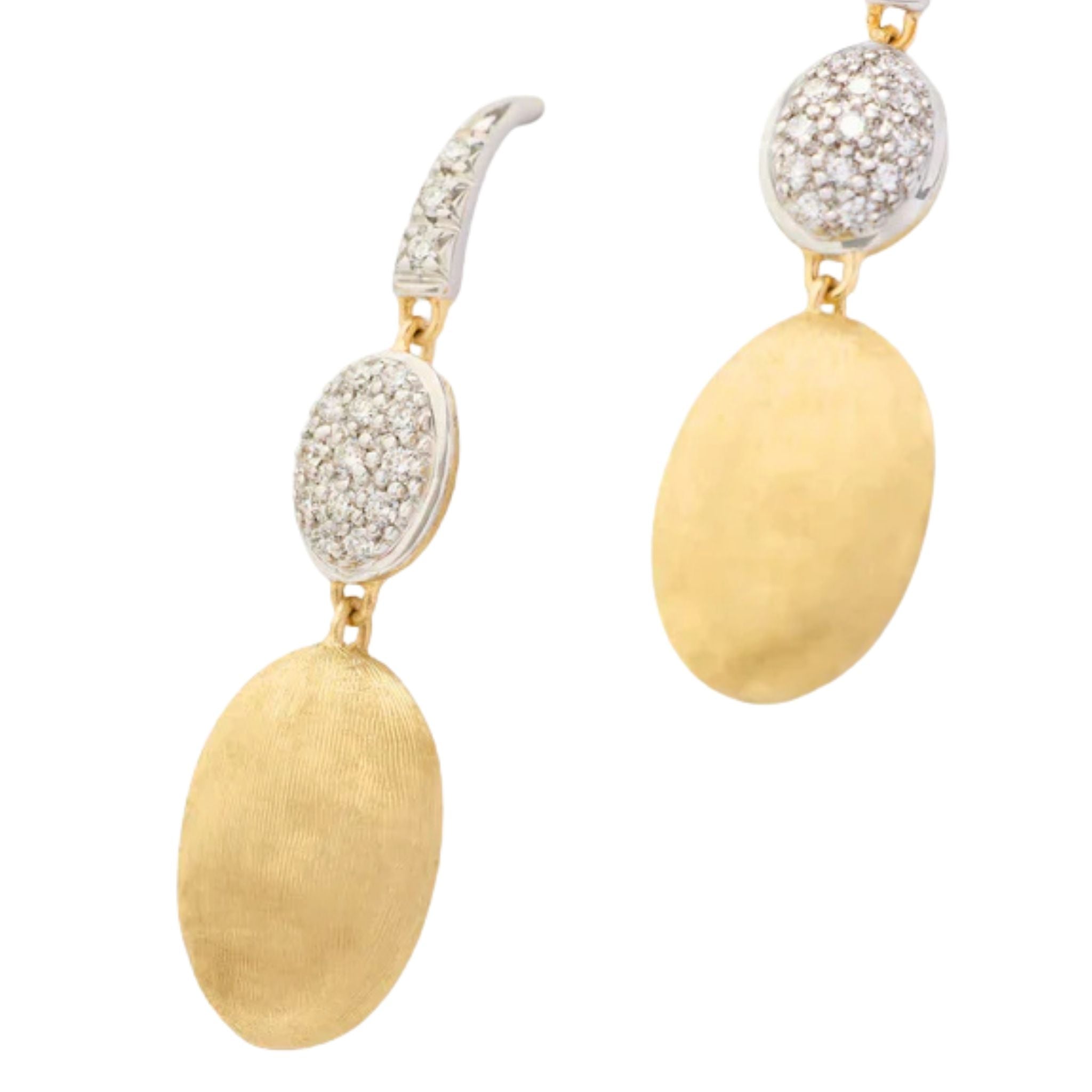 Siviglia Diamond Hook Earrings in White Gold and Yellow Gold