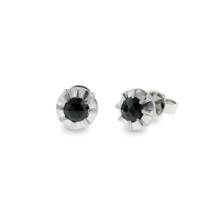 Black Rose Cut Diamond Stud Earrings