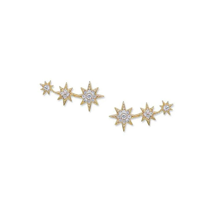 Aztec North Star Trio Earrings in Yellow Gold