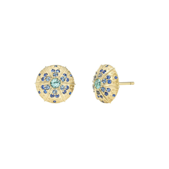 Lagoon Button Earrings in Yellow Gold