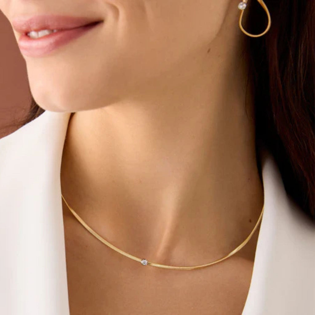 Marrakech Diamond Coil Necklace in Yellow Gold