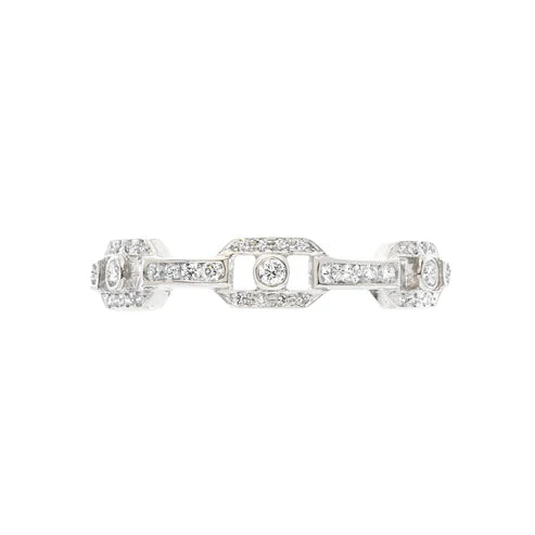 Link White Diamond Band in White Gold