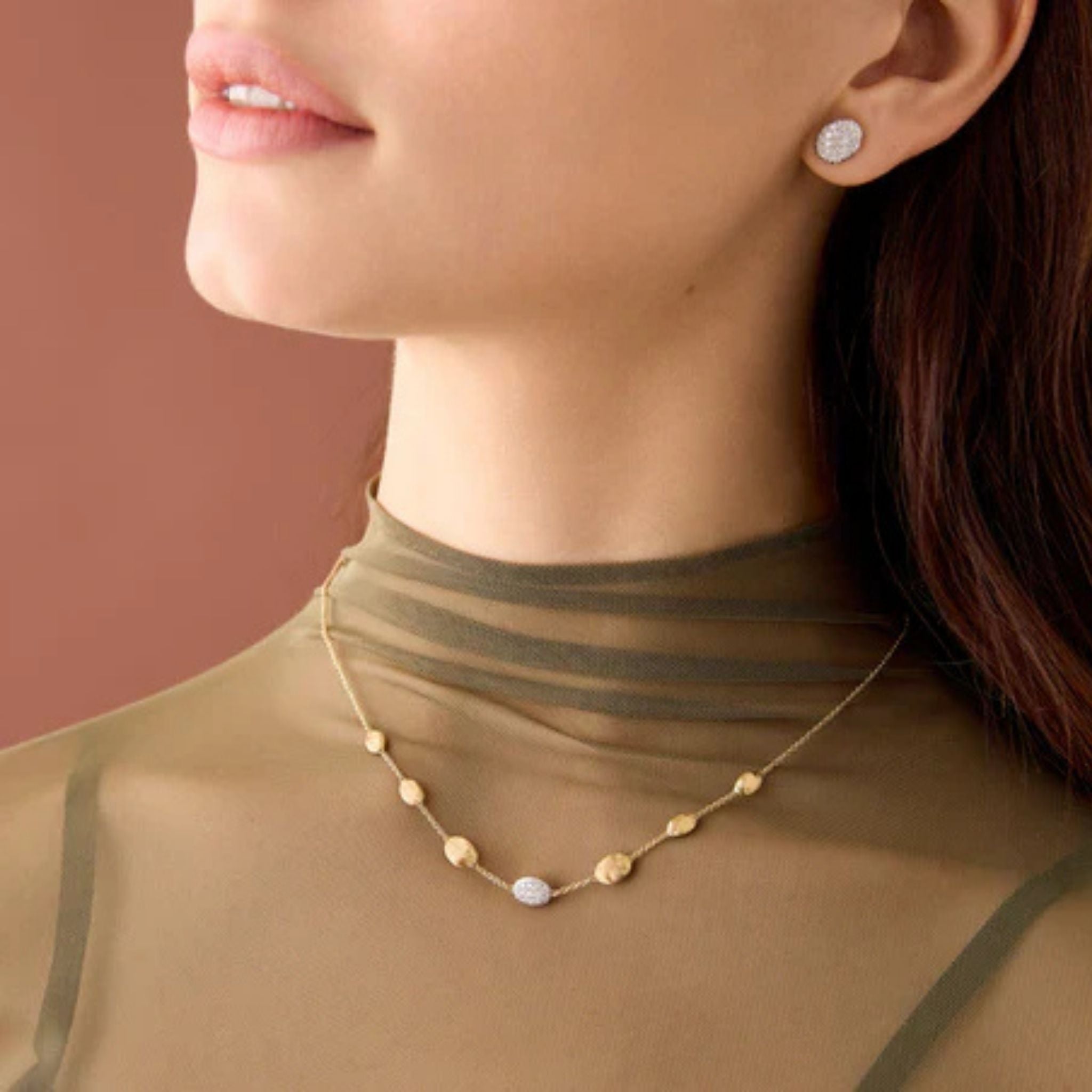 Siviglia Diamond Station Necklace in Yellow Gold and White Gold