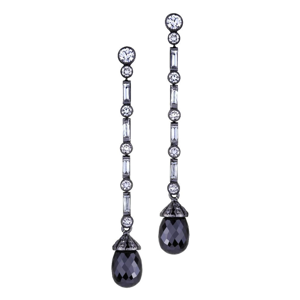 Ayana Briolette Black Diamond Earrings