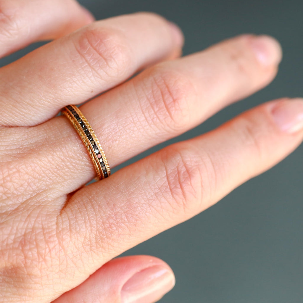 Olivia Black Diamond Channel Rope Band