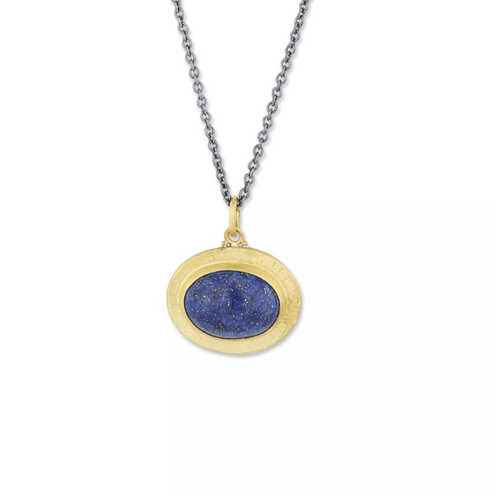 Pompei Pendant Necklace in Yellow Gold and Oxidized Sterling Silver