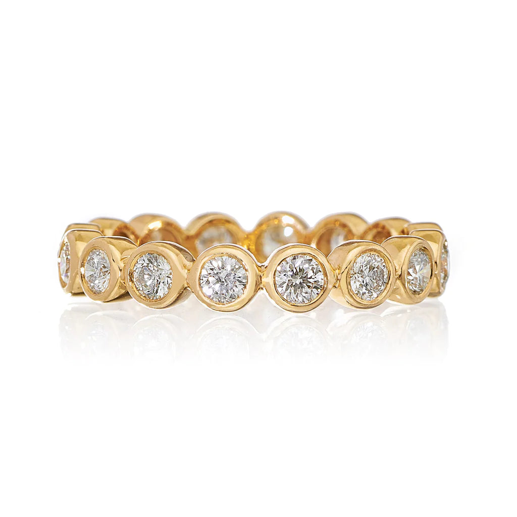 Modern Bezel Diamond Band in Yellow Gold